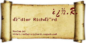 Ádler Richárd névjegykártya